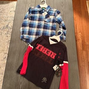 Boys Flannel Shirt & Tee Shirt - New